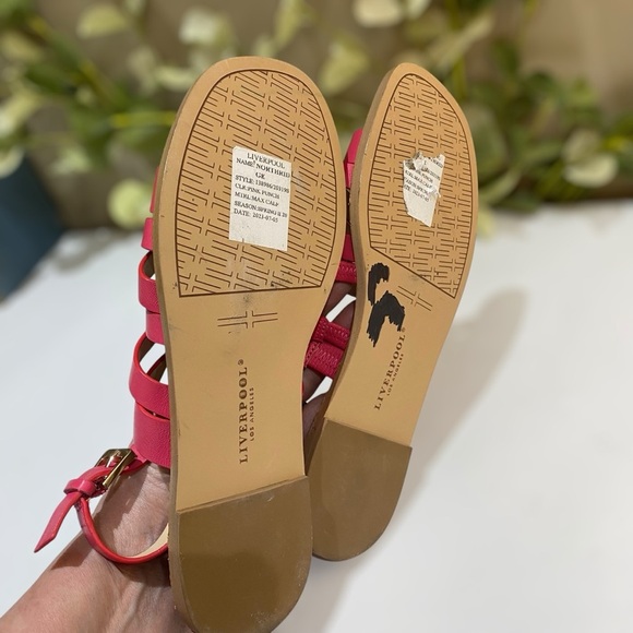 Liverpool Los Angeles Pink Leather Sandals “Northrid” Size 8/8.5 Strappy Flats - Picture 6 of 9